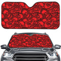 Red Punk Skull Pattern Print Car Windshield Sun Shade
