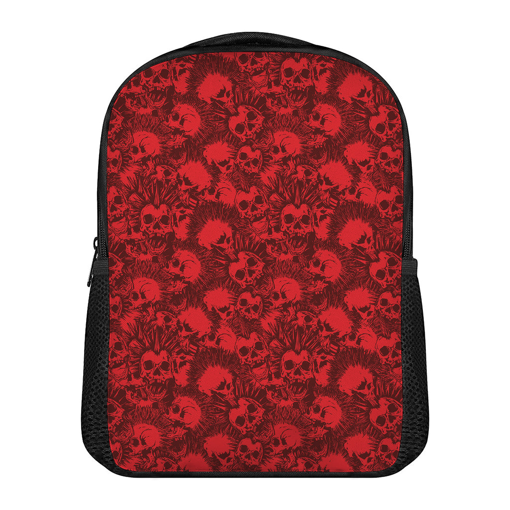 Red Punk Skull Pattern Print Casual Backpack