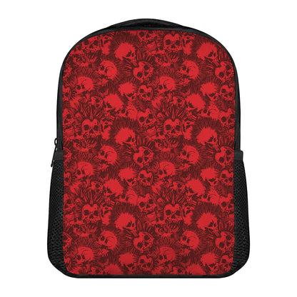 Red Punk Skull Pattern Print Casual Backpack