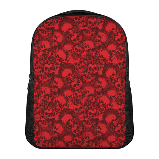 Red Punk Skull Pattern Print Casual Backpack
