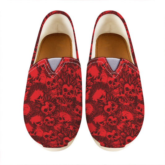 Red Punk Skull Pattern Print Casual Shoes