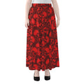 Red Punk Skull Pattern Print Chiffon Maxi Skirt