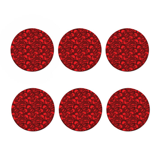 Red Punk Skull Pattern Print Coaster Set