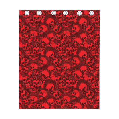 Red Punk Skull Pattern Print Curtain