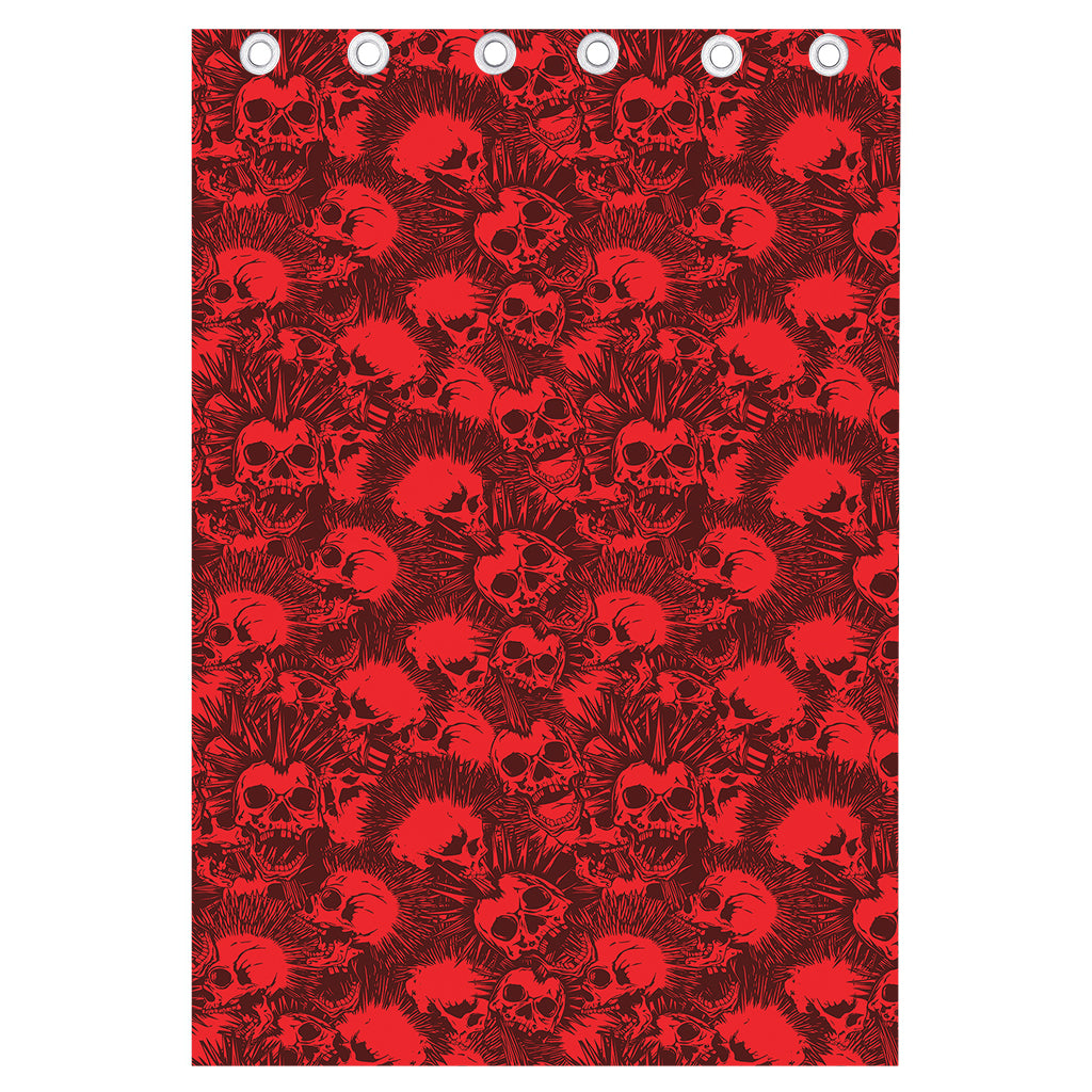 Red Punk Skull Pattern Print Curtain