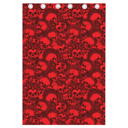 Red Punk Skull Pattern Print Curtain
