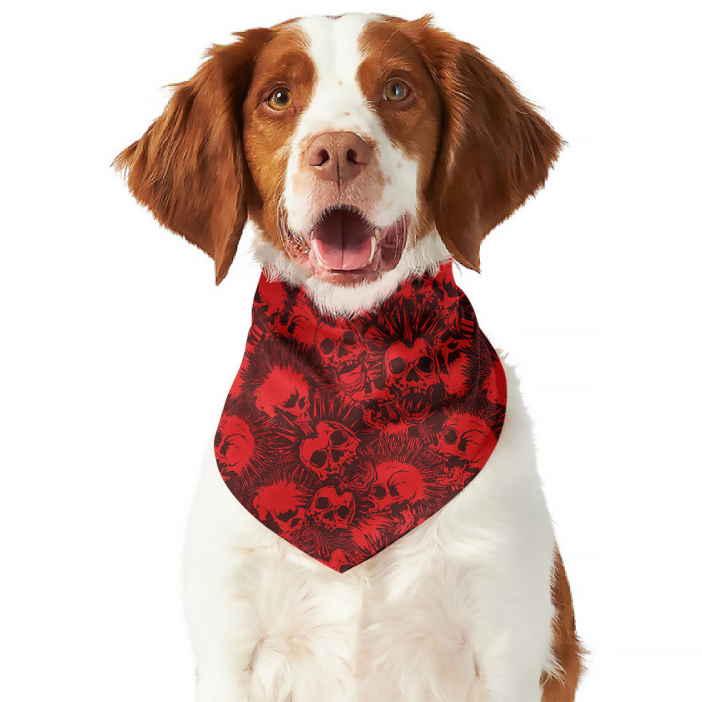 Red Punk Skull Pattern Print Dog Bandana