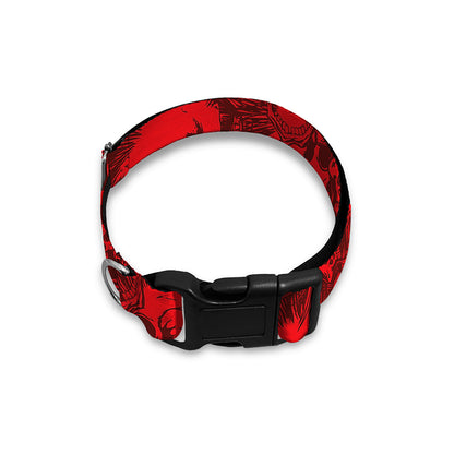 Red Punk Skull Pattern Print Dog Collar