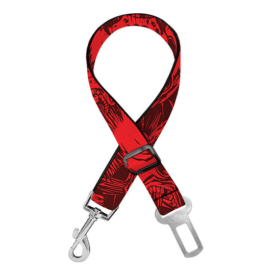 Red Punk Skull Pattern Print Dog Seat Belt