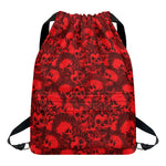 Red Punk Skull Pattern Print Drawstring Backpack