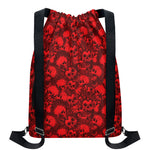 Red Punk Skull Pattern Print Drawstring Backpack