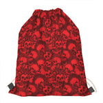 Red Punk Skull Pattern Print Drawstring Bag