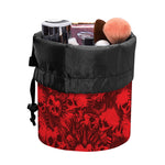 Red Punk Skull Pattern Print Drawstring Makeup Bag