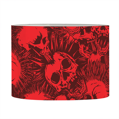 Red Punk Skull Pattern Print Drum Lamp Shade