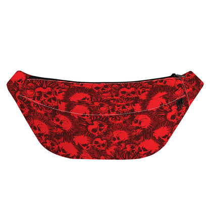 Red Punk Skull Pattern Print Fanny Pack