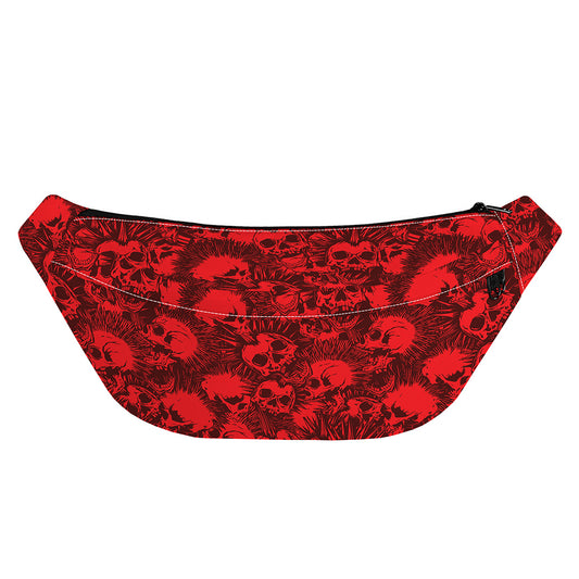 Red Punk Skull Pattern Print Fanny Pack