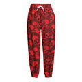 Red Punk Skull Pattern Print Fleece Lined Knit Pants