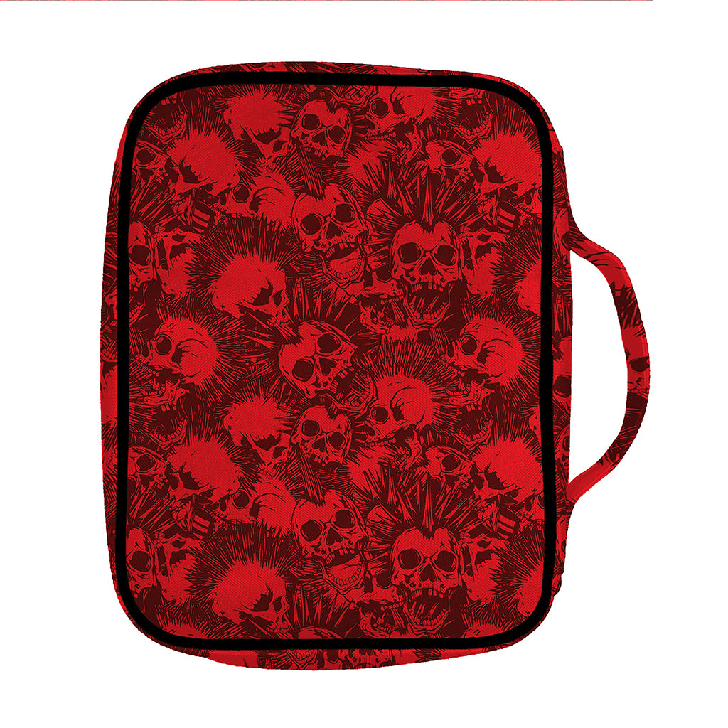 Red Punk Skull Pattern Print Front Pocket Bible Bag