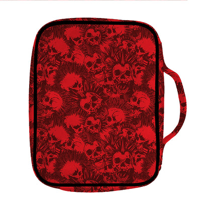 Red Punk Skull Pattern Print Front Pocket Bible Bag