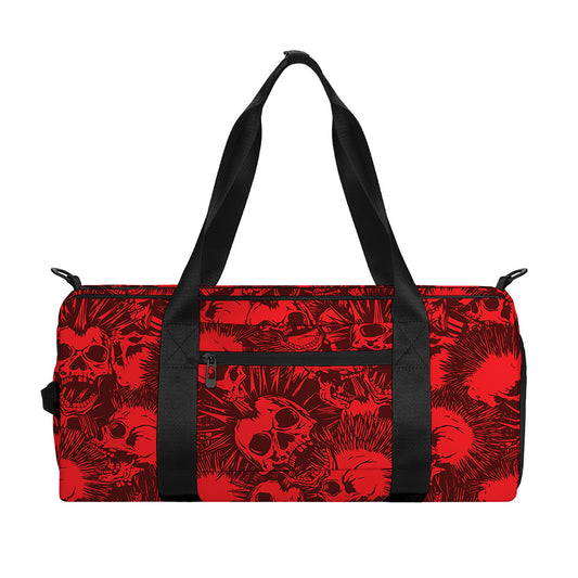 Red Punk Skull Pattern Print Gym Bag