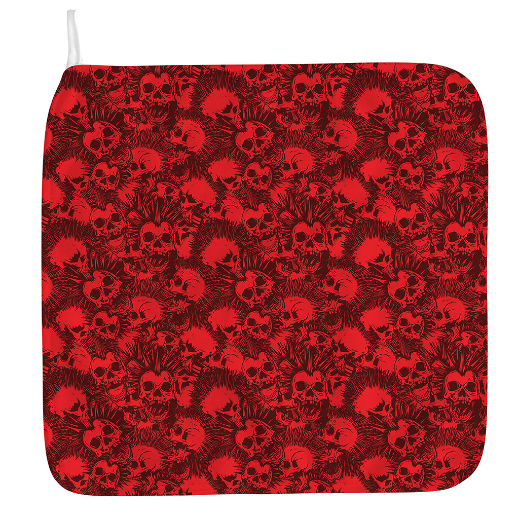 Red Punk Skull Pattern Print Hand Towel