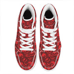 Red Punk Skull Pattern Print High Top Leather Sneakers