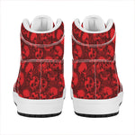 Red Punk Skull Pattern Print High Top Leather Sneakers
