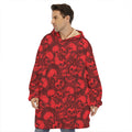 Red Punk Skull Pattern Print Hoodie Blanket