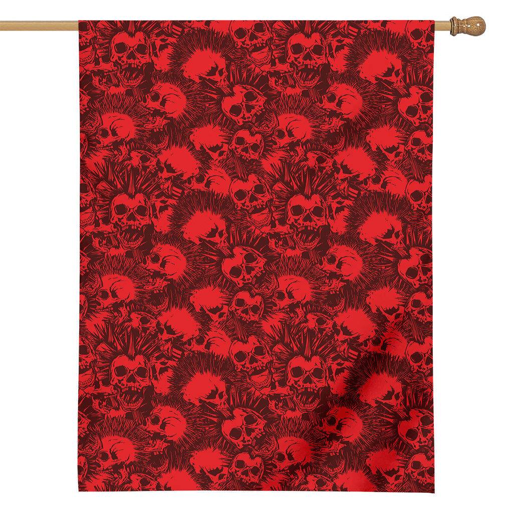Red Punk Skull Pattern Print House Flag