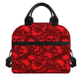 Red Punk Skull Pattern Print Insulated Lunch Bag