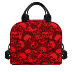 Red Punk Skull Pattern Print Insulated Lunch Bag