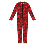 Red Punk Skull Pattern Print Jumpsuit