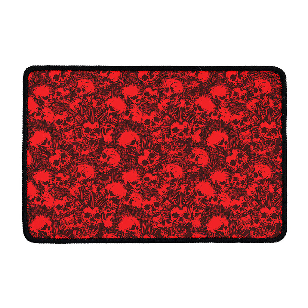 Red Punk Skull Pattern Print Kitchen Mat