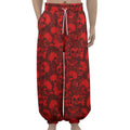 Red Punk Skull Pattern Print Lantern Pants