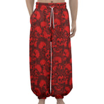Red Punk Skull Pattern Print Lantern Pants