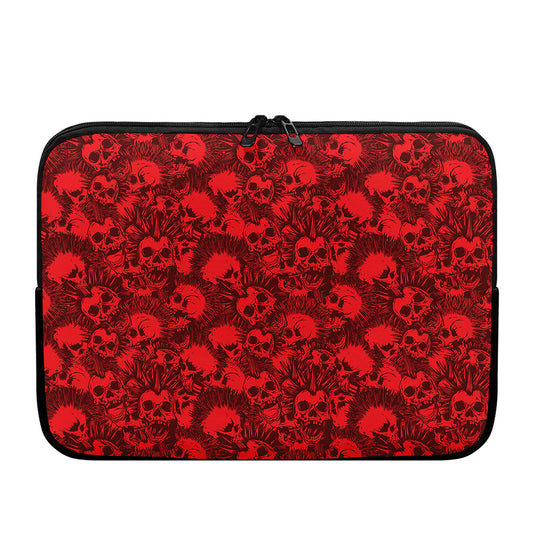 Red Punk Skull Pattern Print Laptop Sleeve