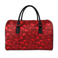 Red Punk Skull Pattern Print Leather Duffel Bag