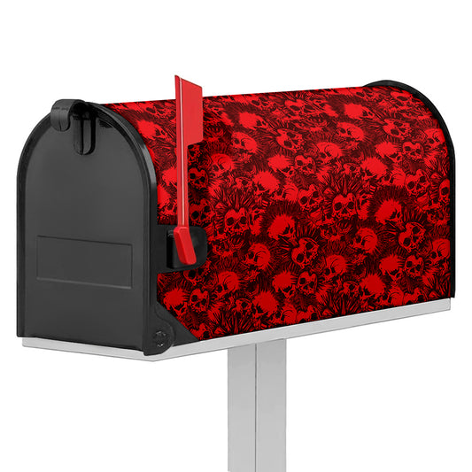 Red Punk Skull Pattern Print Mailbox Cover