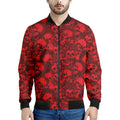 Red Punk Skull Pattern Print Men's Bomber Jacket