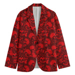 Red Punk Skull Pattern Print Men's Cotton Blazer