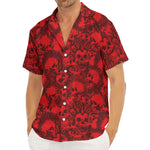 Red Punk Skull Pattern Print Men's Deep V-Neck Shirt