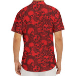 Red Punk Skull Pattern Print Men's Deep V-Neck Shirt