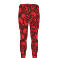 Red Punk Skull Pattern Print Men's Leggings