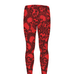 Red Punk Skull Pattern Print Men's leggings
