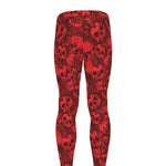 Red Punk Skull Pattern Print Men's leggings