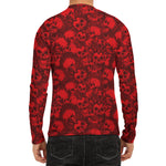 Red Punk Skull Pattern Print Men's Long Sleeve Rash Guard