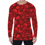 Red Punk Skull Pattern Print Men's Long Sleeve T-Shirt