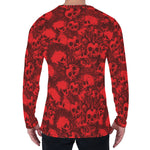 Red Punk Skull Pattern Print Men's Long Sleeve T-Shirt