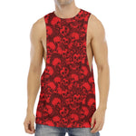 Red Punk Skull Pattern Print Men's Muscle Tank Top