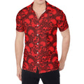 Red Punk Skull Pattern Print Men's Shirt